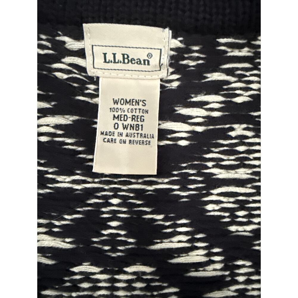 Vintage L.L.Bean 100% cotton Nordic Fair Isle cardigan sweater size M - Picture 10 of 12